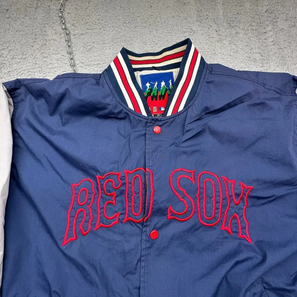 Vintage 90s Boston Red Fans Gear Sox Snap Bomber Jacket Mens Large Navy Gray
